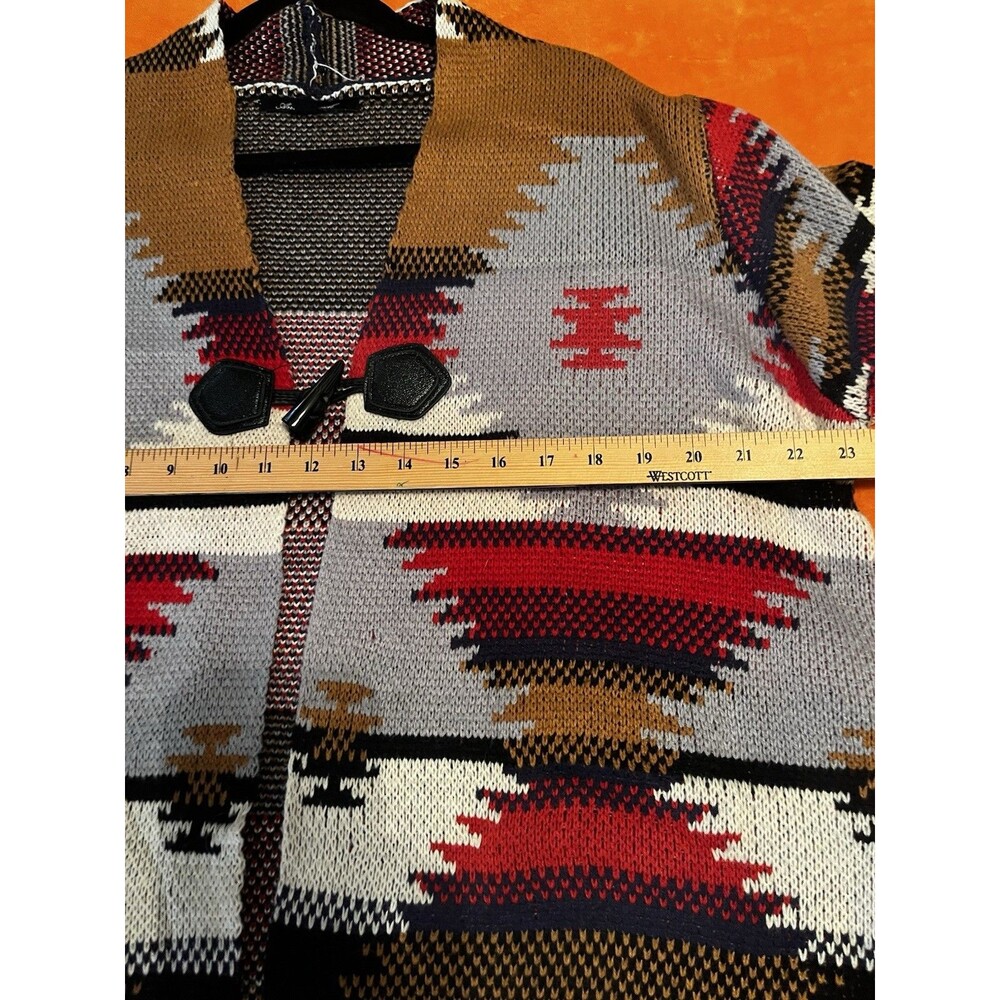 Aztec Southwest Long Cardigan Duster Sweater Jacket Coat L Large Tribal - Picture 7 of 13